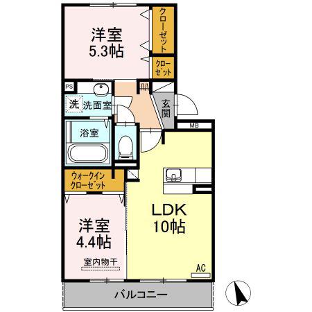 サニーフラット新八代(2LDK/2階)の間取り写真