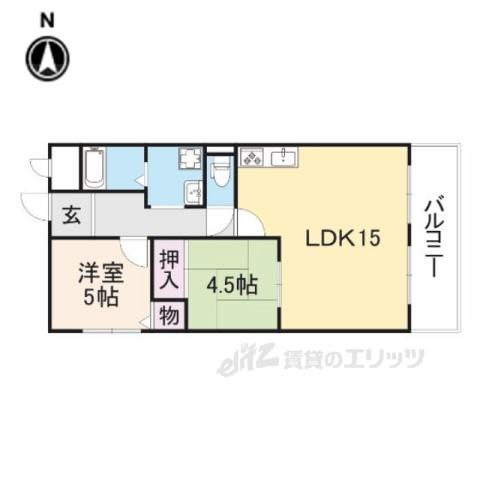 八坂一番館(2LDK/4階)の間取り写真