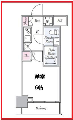 エストゥルースシンコイワ(1K/11階)の間取り写真