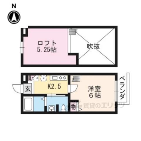 ロフティ北花山Ⅱ(1K/2階)の間取り写真