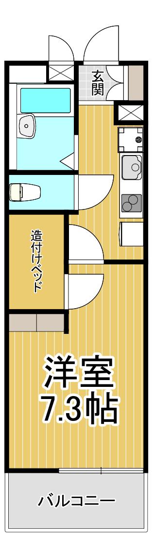 レオパレスドゥジェーム鳴尾(1K/4階)の間取り写真