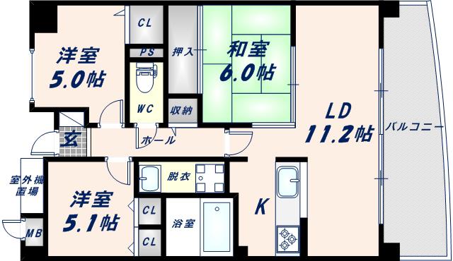 ファミーユ2002(3LDK/8階)の間取り写真