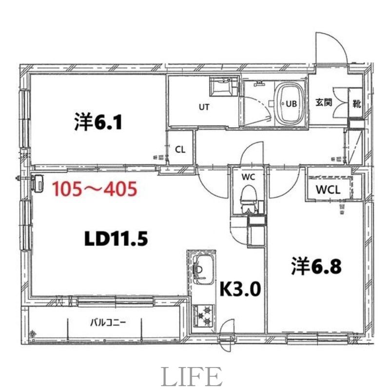 BASE厚別西(2LDK/3階)の間取り写真