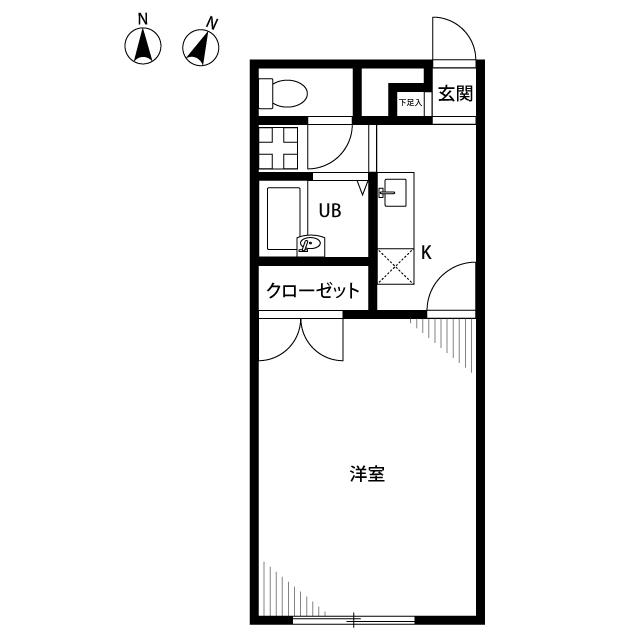 アムール椿(1K/2階)の間取り写真