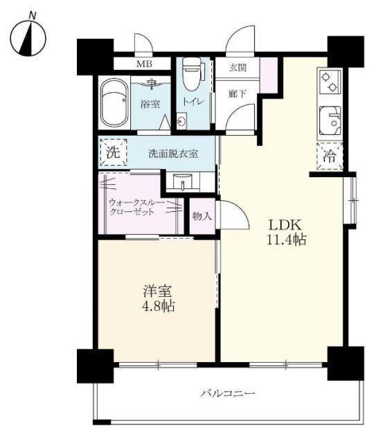 プレミアムタワー佐賀駅北(1LDK/5階)の間取り写真