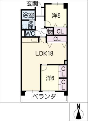 エルスタンザ原(2LDK/2階)の間取り写真
