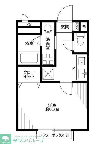 アムールKS(1K/2階)の間取り写真
