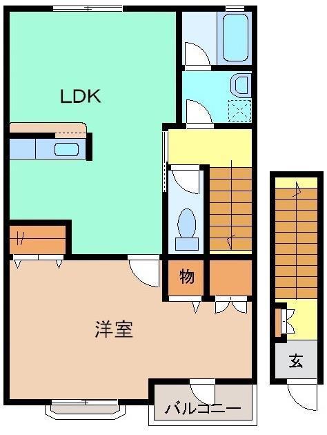 カーサ・グランデ(1LDK/2階)の間取り写真