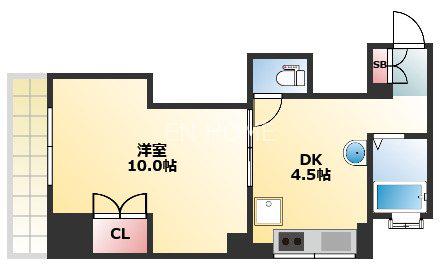 川崎屋マンション(1DK/4階)の間取り写真