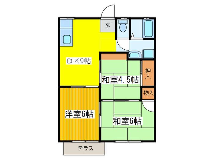 44壱番館(3DK/1階)の間取り写真