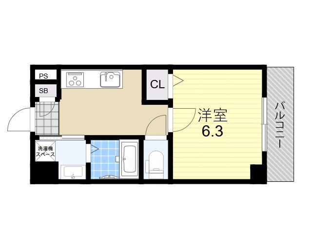 千葉・住吉(1K/6階)の間取り写真