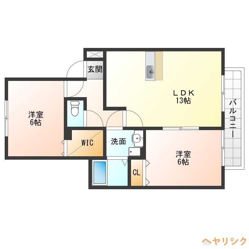 ヤマサハウス(2LDK/1階)の間取り写真