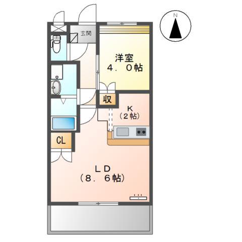 ベルフォレスト(1LDK/2階)の間取り写真