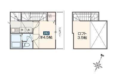 MELDIAひばりヶ丘(1K/2階)の間取り写真