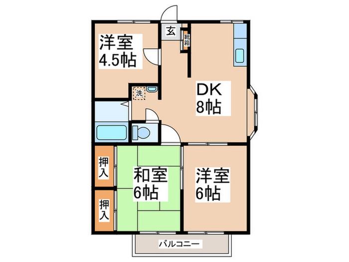 エステートピアアマノ(3DK/1階)の間取り写真