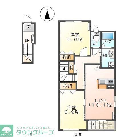 クロワールI(2LDK/2階)の間取り写真