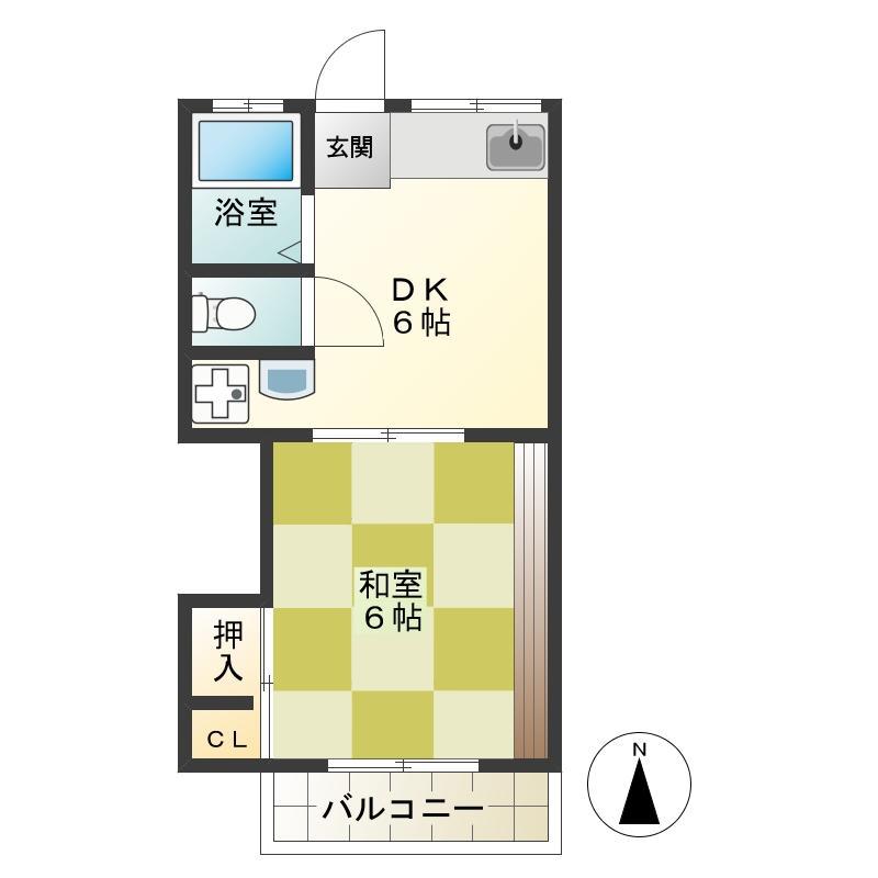 布田第1アパート(1DK/1階)の間取り写真