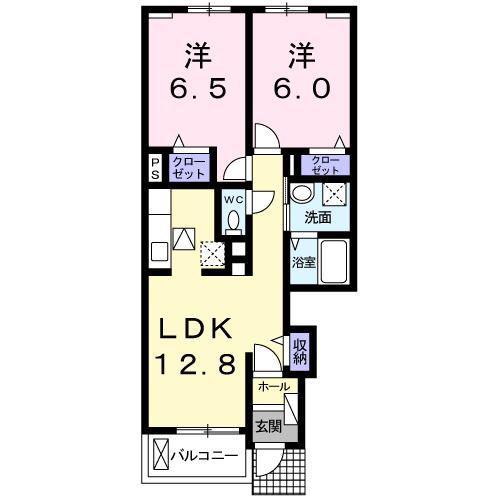 カーサ・プラシード(2LDK/1階)の間取り写真