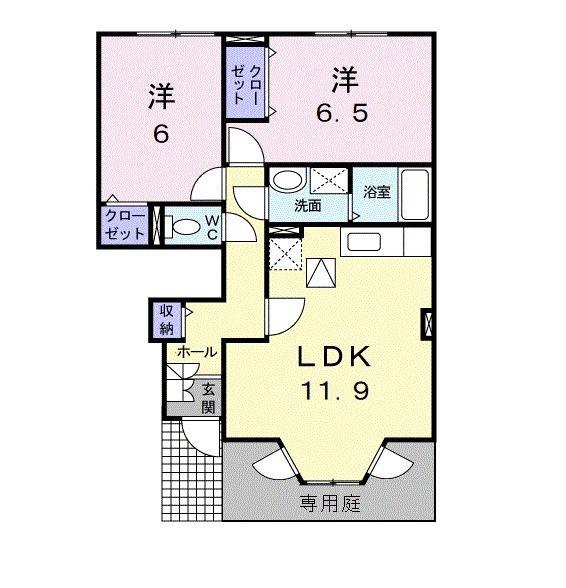 フォーラムII(2LDK/1階)の間取り写真