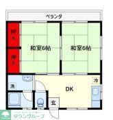 小島ハイツ1号棟(2DK/1階)の間取り写真