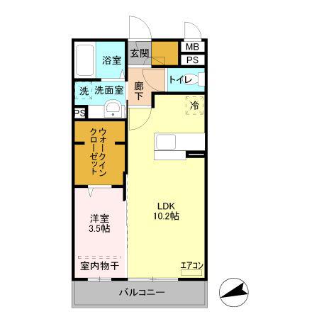 BELLE FLEUR(1LDK/2階)の間取り写真
