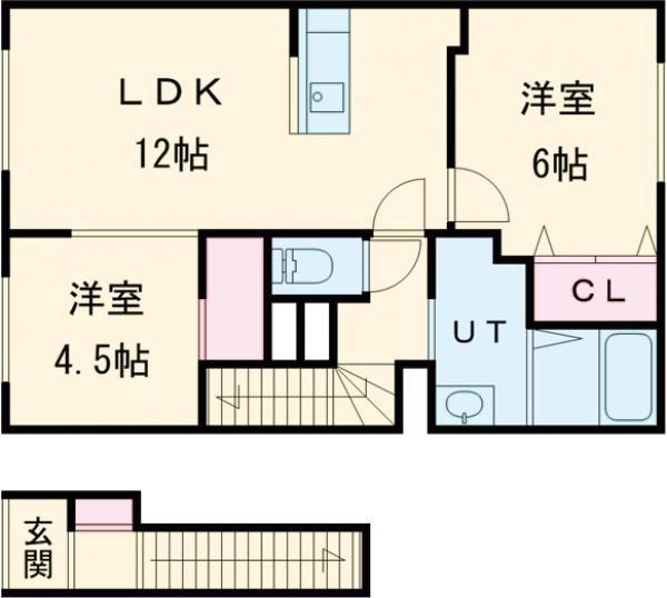 セジュール拓勇西町B(2LDK/2階)の間取り写真