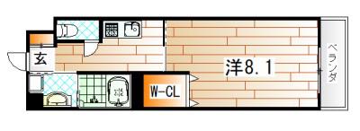 ルミエドール戸畑駅前(1K/5階)の間取り写真