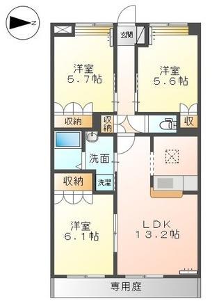 メルヴェイユ(3LDK/1階)の間取り写真