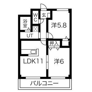 菊井中京ハイツ(2DK/2階)の間取り写真