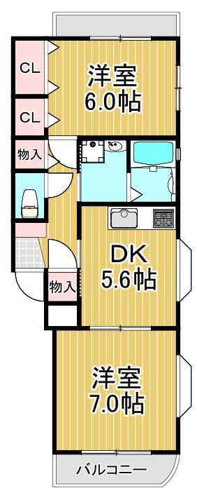 サンライフ シンワ(2DK/3階)の間取り写真