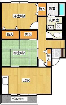 ハイカムール S(2LDK/1階)の間取り写真