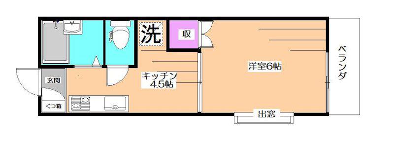 メゾンドノーブルグー(1K/2階)の間取り写真