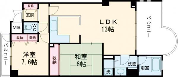 フジタ第三鳥羽マンション(2LDK/3階)の間取り写真