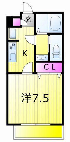 ハイツJUNE SIX(1K/1階)の間取り写真