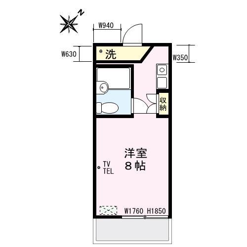ＪＲ岩徳線 周防花岡駅 徒歩30分 2階建 築34年(ワンルーム/2階)の間取り写真