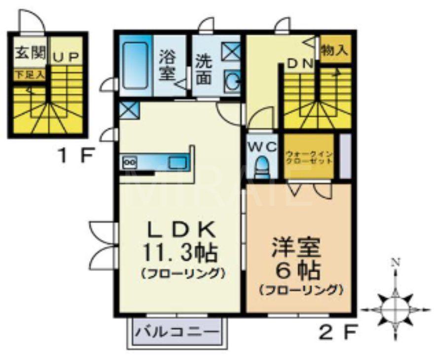 シャルマン(1LDK/2階)の間取り写真