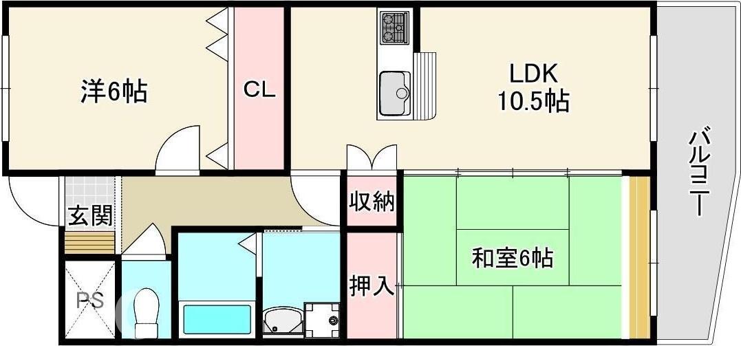 K`Sガーデン住吉II(2LDK/3階)の間取り写真