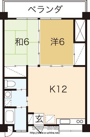 グリーンベルトセーキ(2LDK/3階)の間取り写真