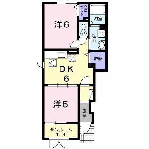 グレースパート2 II(2DK/1階)の間取り写真