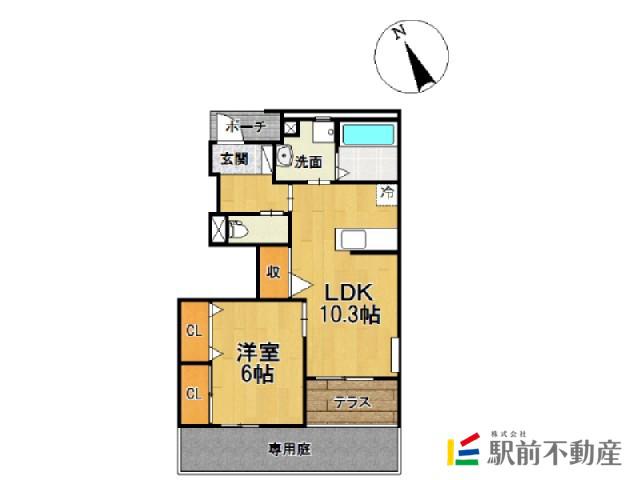 アンジュII(1LDK/1階)の間取り写真