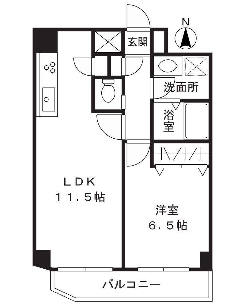 琳和タウンコート(1LDK/2階)の間取り写真