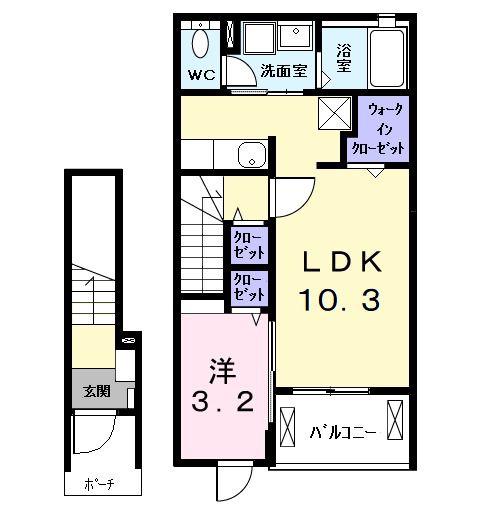グレイス(1LDK/2階)の間取り写真