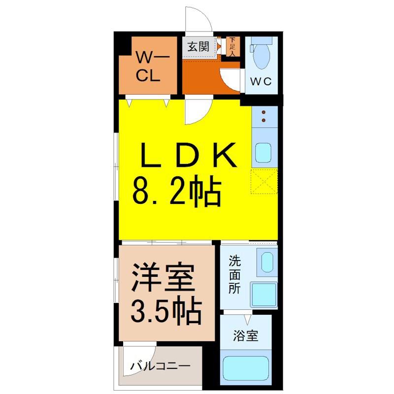 中村区大宮町三丁目Aコーポ(1LDK/3階)の間取り写真