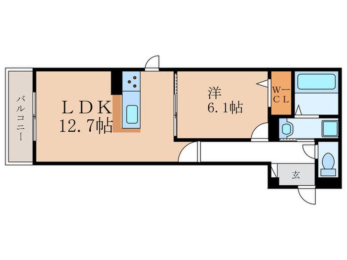 リバティスクエア楓(1LDK/2階)の間取り写真
