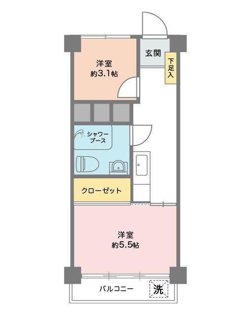 湯島武蔵野マンション(2K/4階)の間取り写真