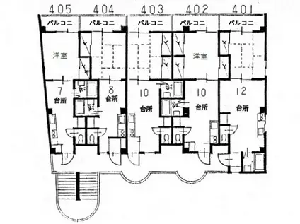 サンハイツ沖野上(1LDK/4階)の間取り写真