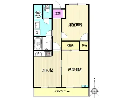 ヴィラ海老名(2DK/5階)の間取り写真