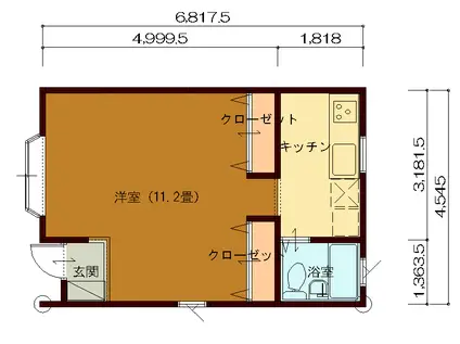 ＪＲ羽越本線 鶴岡駅 車で10分 2階建 築24年(1K/1階)の間取り写真