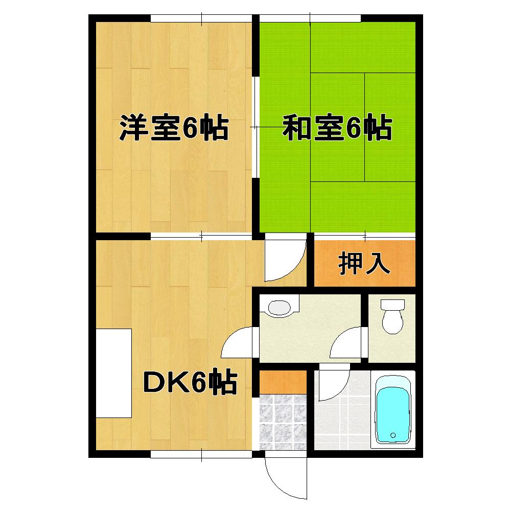 パークハイムII(2DK/2階)の間取り写真