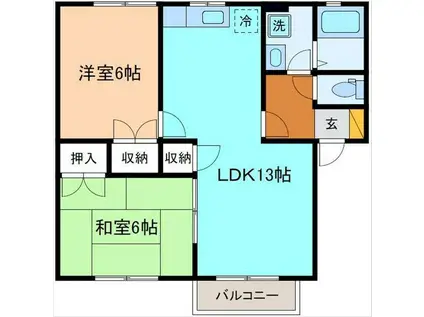 インテルA棟(2LDK/1階)の間取り写真